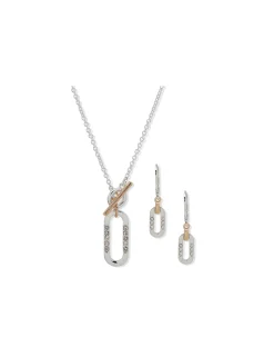 New Anne Klein Pendant With Toggle Necklace And Earring Set