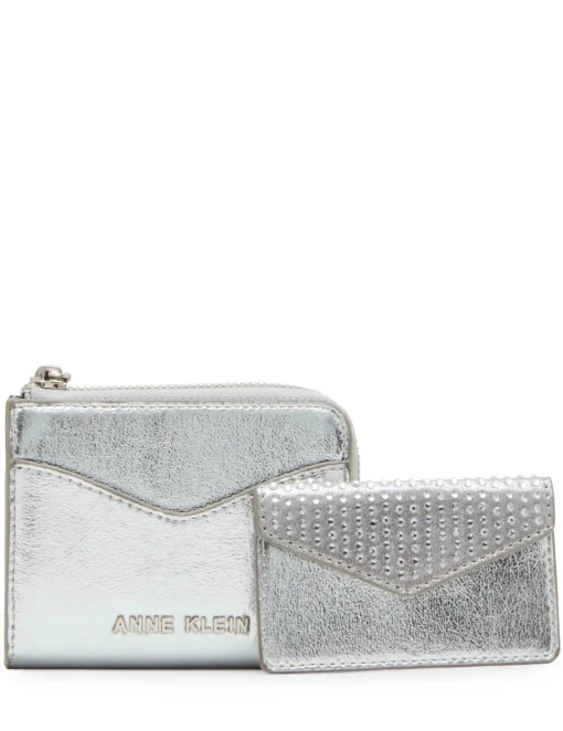 Outlet Anne Klein 2 Piece Envelope Flap Curved Wallet With Rhinestones