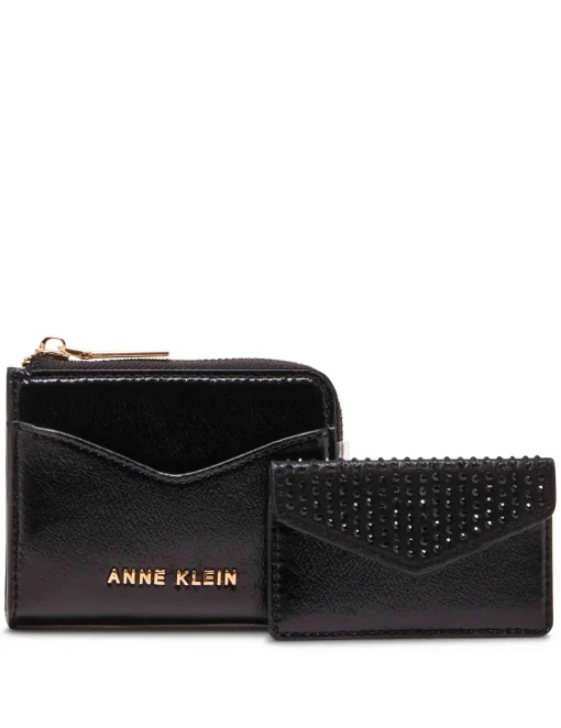 Outlet Anne Klein 2 Piece Envelope Flap Curved Wallet With Rhinestones