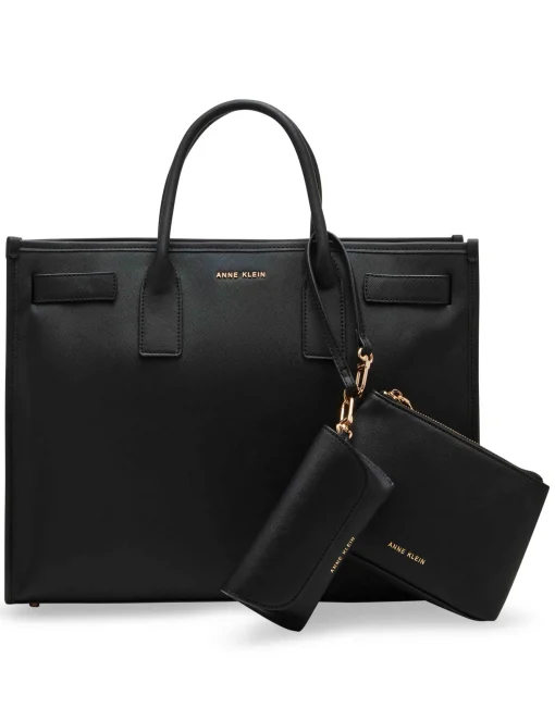 Store Anne Klein 3 Piece Work Tote Gift Set Black
