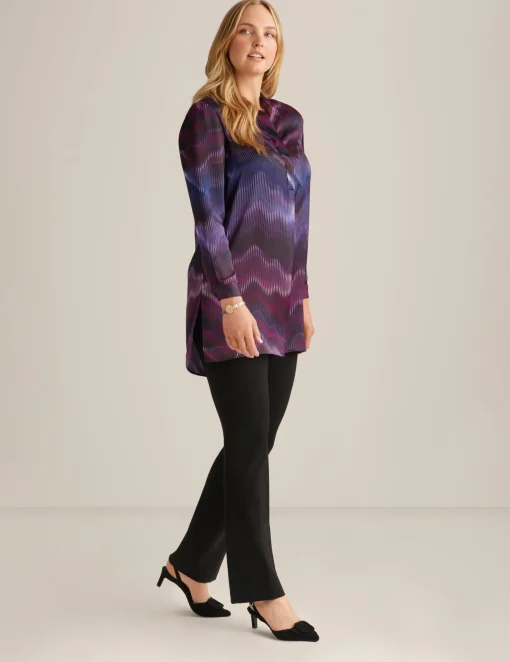 Online Anne Klein Popover Blouse Deep Plum Multi