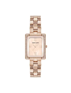 Online Anne Klein Premium Crystal Accented Grooved Link Bracelet Watch