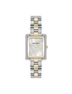 Online Anne Klein Premium Crystal Accented Grooved Link Bracelet Watch