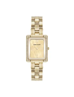 Online Anne Klein Premium Crystal Accented Grooved Link Bracelet Watch