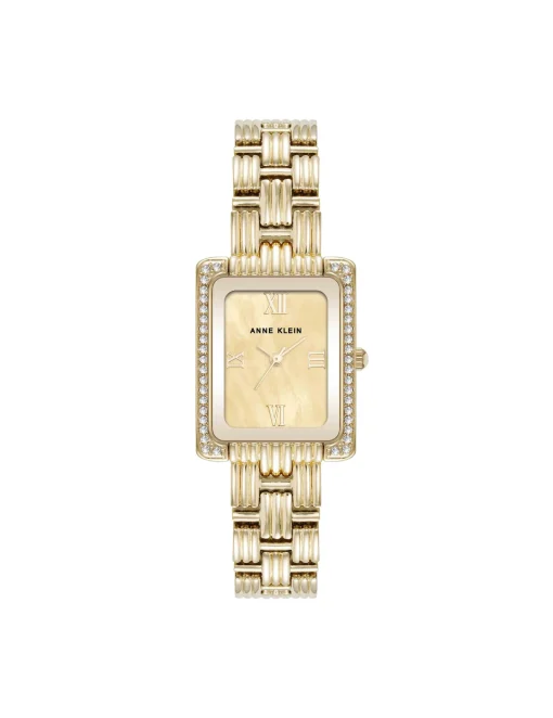 Online Anne Klein Premium Crystal Accented Grooved Link Bracelet Watch