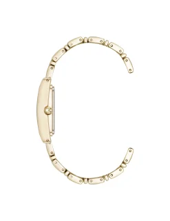 Online Anne Klein Premium Crystal Accented Grooved Link Bracelet Watch