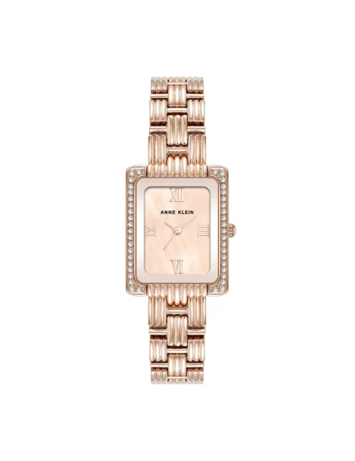 Online Anne Klein Premium Crystal Accented Grooved Link Bracelet Watch