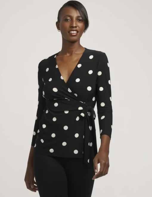 Outlet Anne Klein Printed Faux Wrap Top Anne Black&Anne White