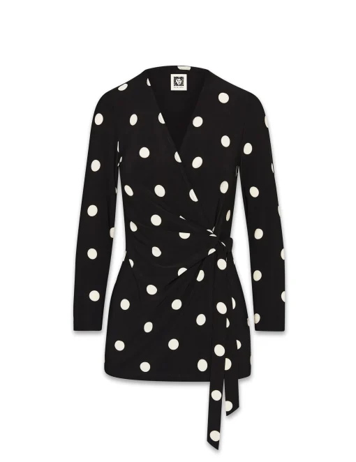 Outlet Anne Klein Printed Faux Wrap Top Anne Black&Anne White