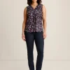 Best Sale Anne Klein Printed Ity Pleat Front Shell Deep Plum Multi