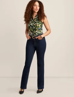 New Anne Klein Printed Ity Triple Pleat Top Pine Forest Multi