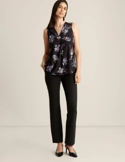 Outlet Anne Klein Printed Pleat Front Shell Anne Black Multi