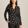 Online Anne Klein Printed Split Neck Tunic Anne Black/Anne White
