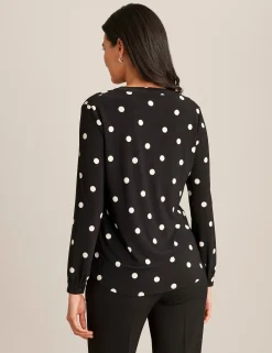 Online Anne Klein Printed Split Neck Tunic Anne Black/Anne White