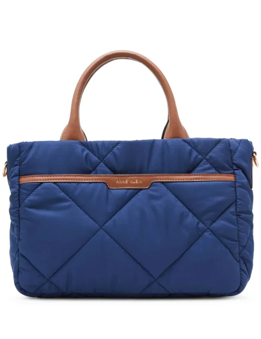 New Anne Klein Quilted Nylon Satchel With Pouch And Coin Case