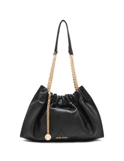Discount Anne Klein Quilted Stitched Cinched Closure Satchel