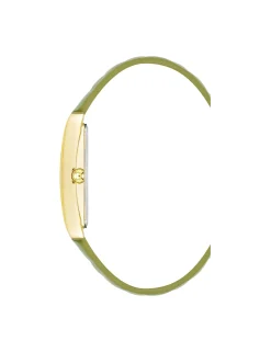Best Anne Klein Rectangular Case Quilted Leather Band Watch Green/Gold-Tone