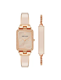 Online Anne Klein Rectangular Case Watch And Bracelet Set