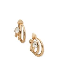 Best Anne Klein Ribbed 3 Row Hoop Clip Earrings