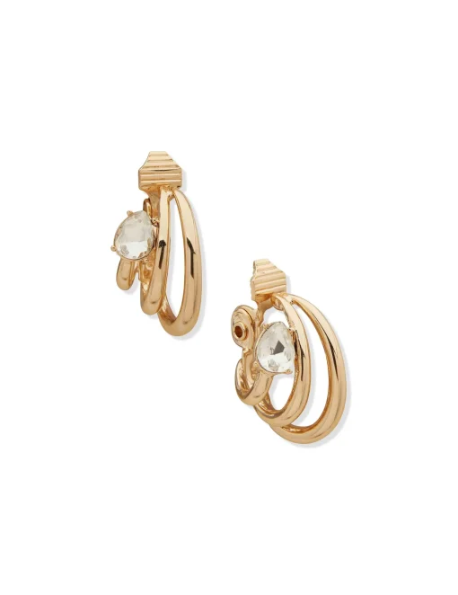 Best Anne Klein Ribbed 3 Row Hoop Clip Earrings
