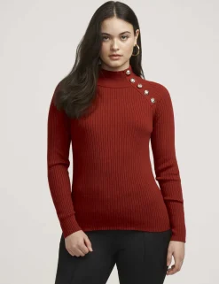 Best Anne Klein Ribbed Raglan Pullover- Sale Titian Red