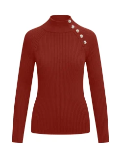Best Anne Klein Ribbed Raglan Pullover- Sale Titian Red