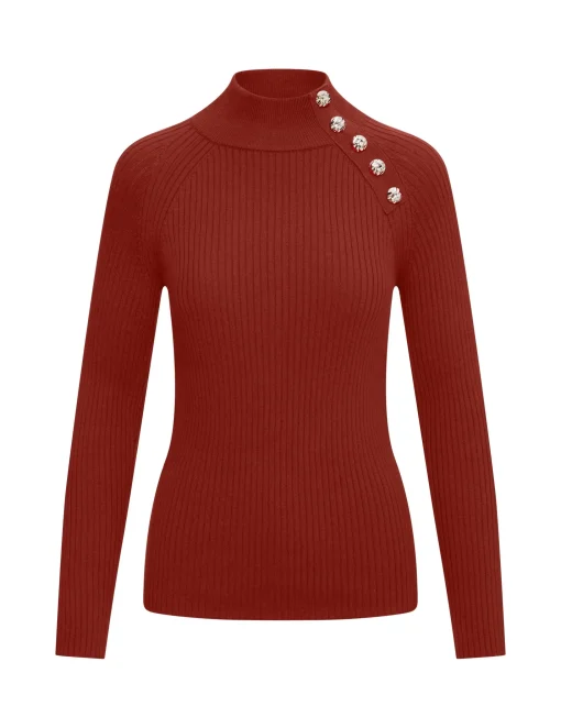 Best Anne Klein Ribbed Raglan Pullover- Sale Titian Red