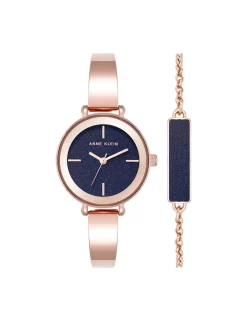 Online Anne Klein Round Gemstone Bangle Watch Set