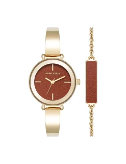 Online Anne Klein Round Gemstone Bangle Watch Set
