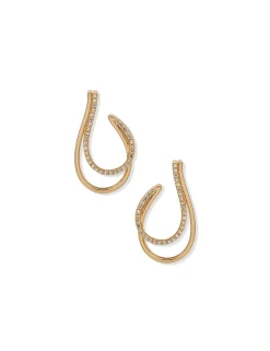 Shop Anne Klein 2 Row Hoop Crystal Earrings