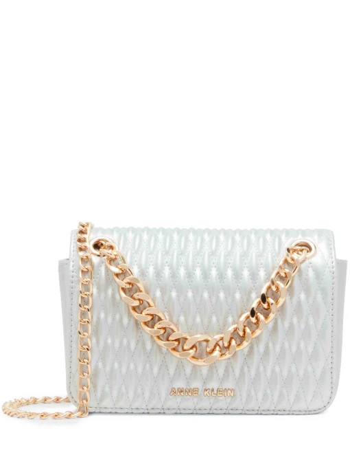 Fashion Anne Klein Ruched Flap Crossbody With Oversized Chain Swag