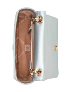 New Anne Klein Ruched Flap Crossbody With Oversized Chain Swag