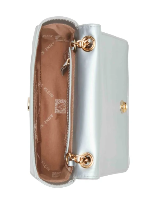 New Anne Klein Ruched Flap Crossbody With Oversized Chain Swag