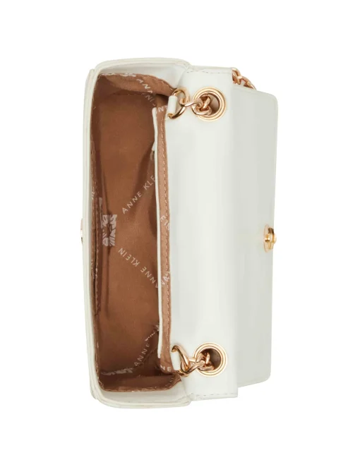 New Anne Klein Ruched Flap Crossbody With Oversized Chain Swag
