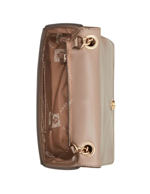New Anne Klein Ruched Flap Crossbody With Oversized Chain Swag