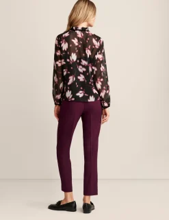 Clearance Anne Klein Ruffle Neck Long Sleeve Blouse Orchid Pink Multi