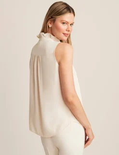 Store Anne Klein Ruffled Collar Sleeveless Button Down