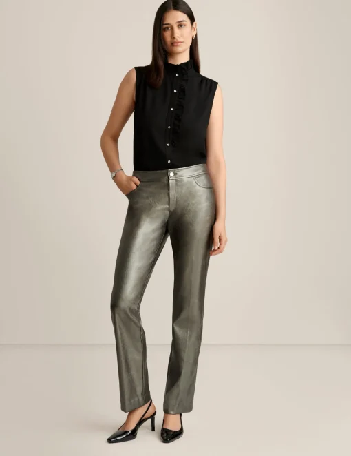 Store Anne Klein Ruffled Collar Sleeveless Button Down