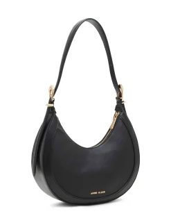 Clearance Anne Klein Sculpted Buckle Crescent Shoulder Bag Black
