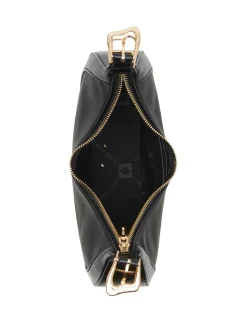 Clearance Anne Klein Sculpted Buckle Crescent Shoulder Bag Black