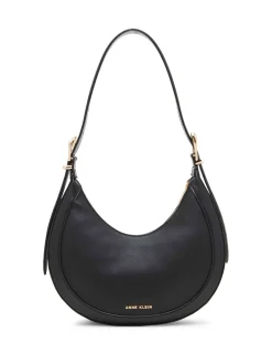 Clearance Anne Klein Sculpted Buckle Crescent Shoulder Bag Black