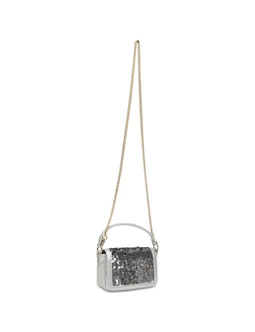 Discount Anne Klein Sequin Mini Flap Crossbody Silver/ Silver