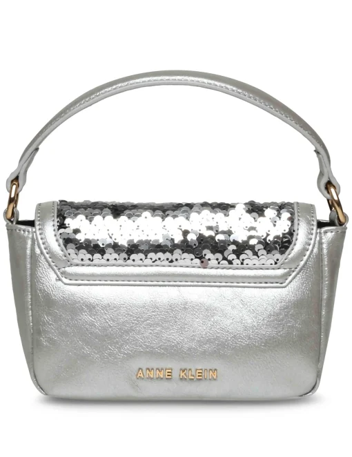 Discount Anne Klein Sequin Mini Flap Crossbody Silver/ Silver
