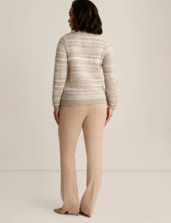 Flash Sale Anne Klein Sequin Stripe Pullover Latte Multi