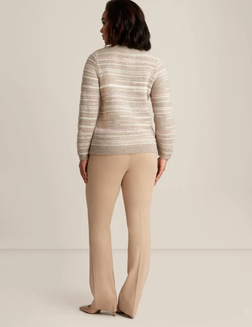 Flash Sale Anne Klein Sequin Stripe Pullover Latte Multi