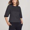 Fashion Anne Klein Shimmer Tweed Balloon Sleeve Pullover Anne Black