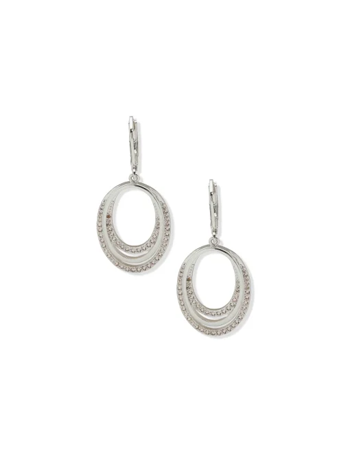 Cheap Anne Klein Silver Open Oval Drop Earrings
