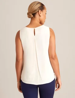 New Anne Klein Sleeveless Double Layer Blouse Anne White