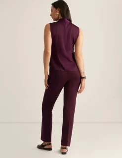 Online Anne Klein Sleeveless Tie Neck Blouse Deep Plum