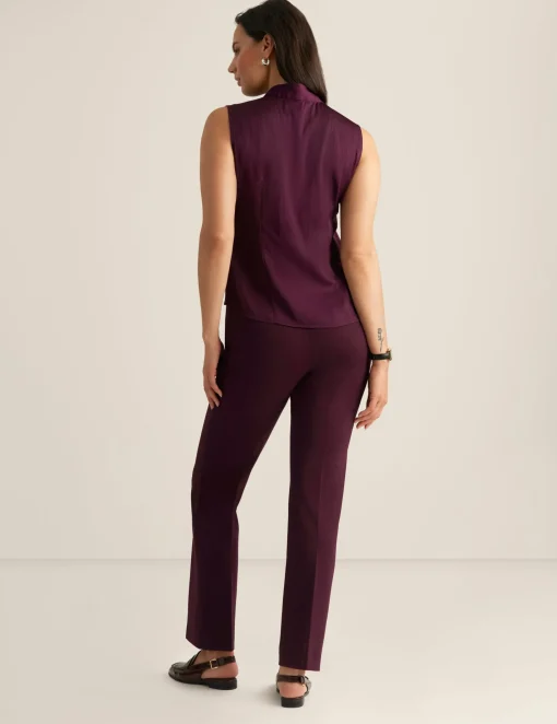 Online Anne Klein Sleeveless Tie Neck Blouse Deep Plum